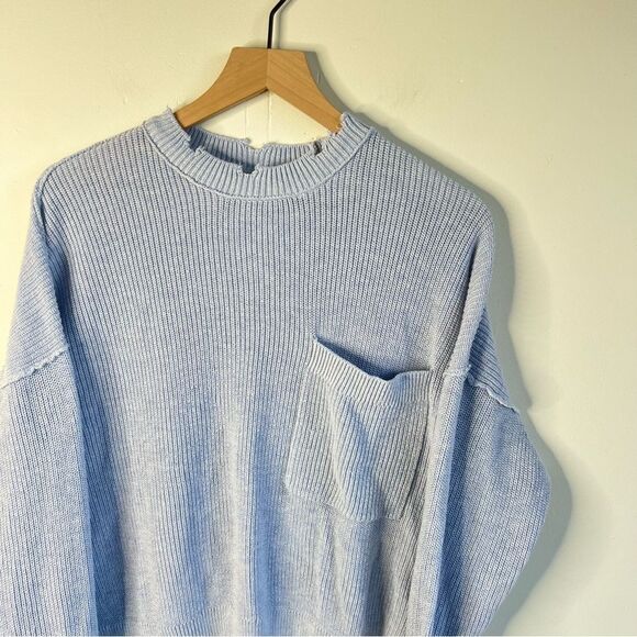 Revolve Pistola Women's Darya Distressed Sweater Light Blue Size Small - Picture 2 of 6